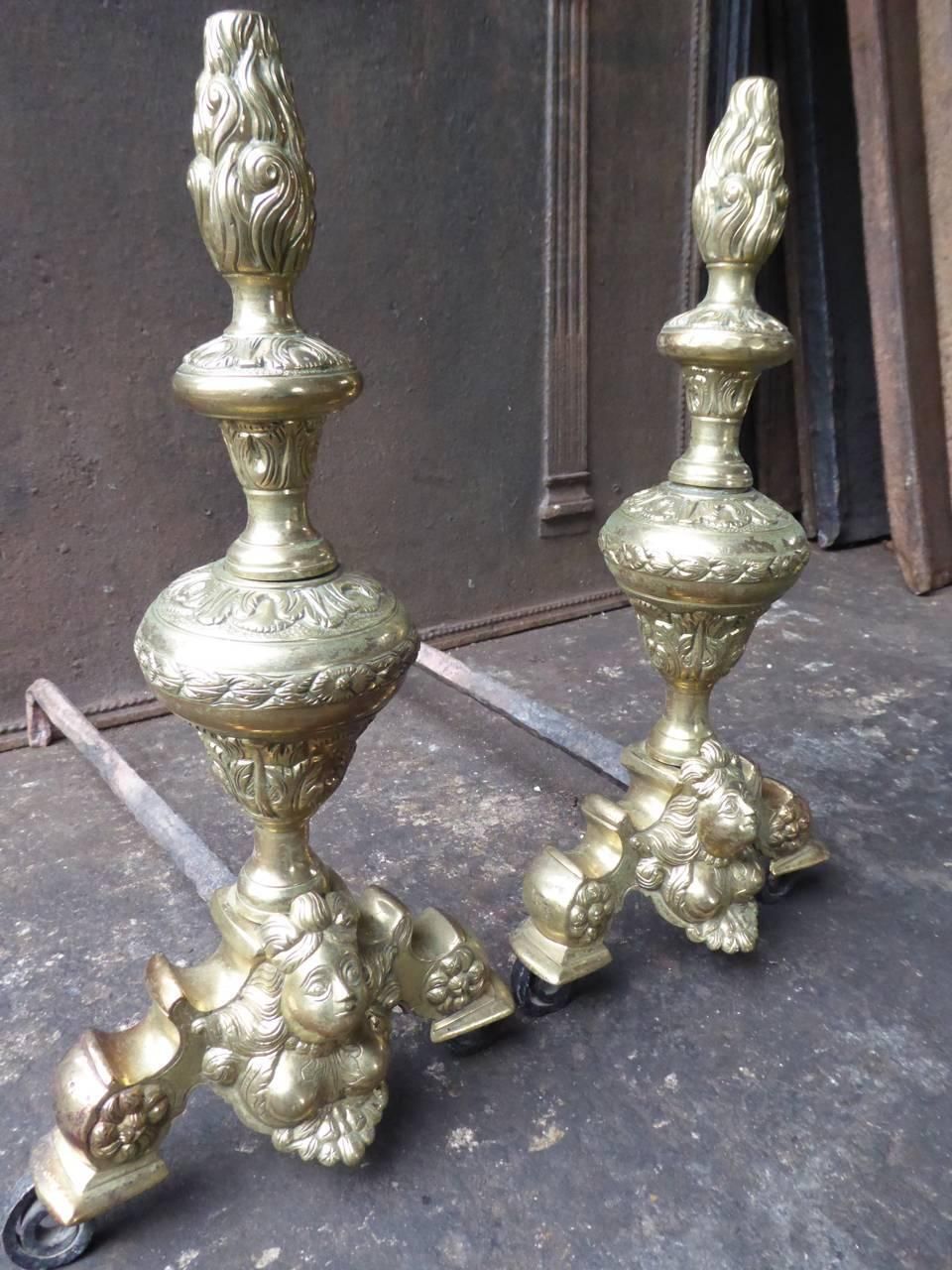 19th Century French Louis XIV Style Andirons Or Firedogs photo buy