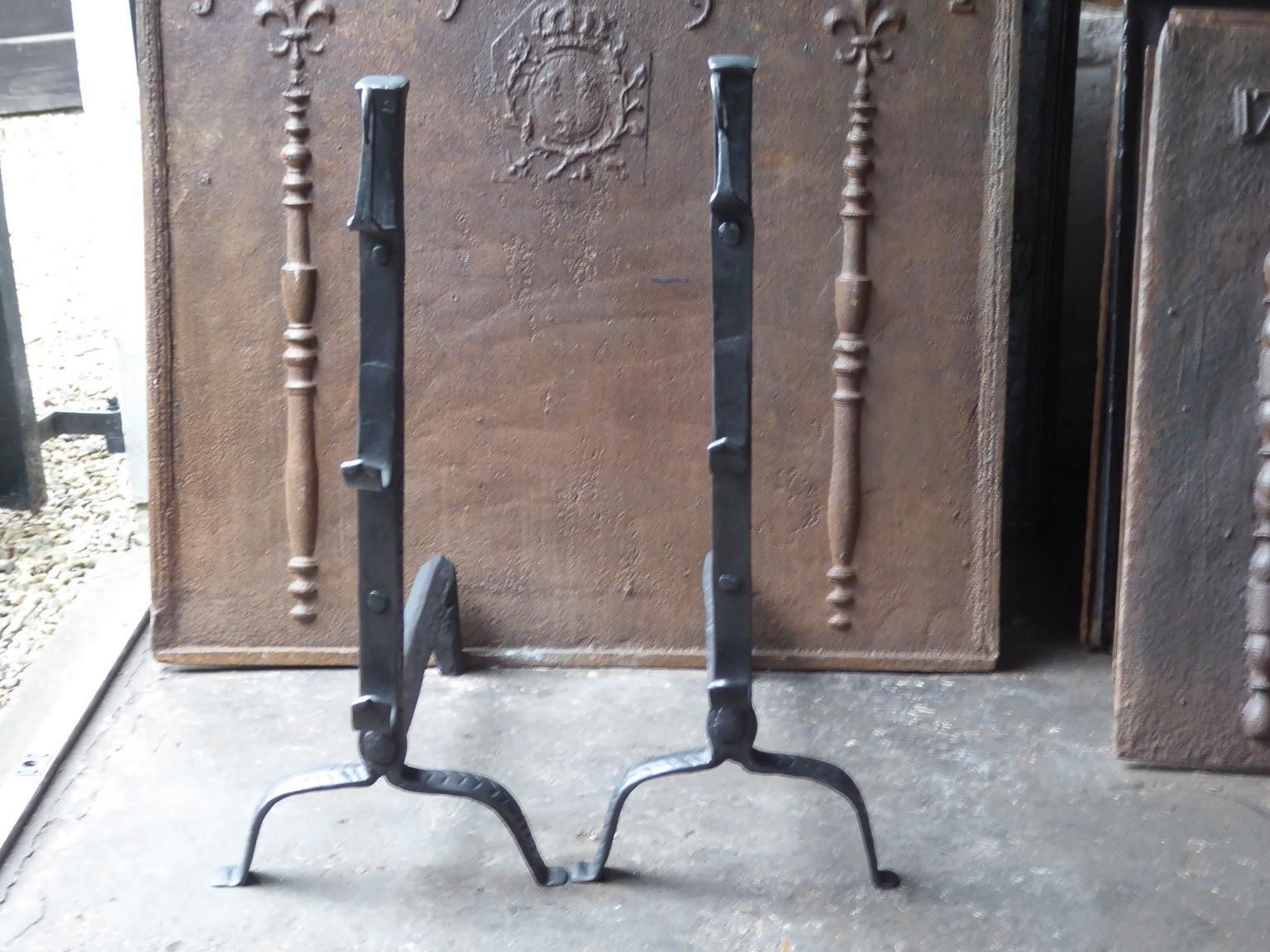 Beautiful 17th 18th Century French Louis XIII Andirons Or Firedogs photo furniture