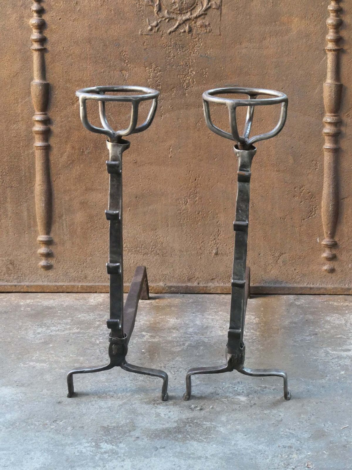 17th   18th Century Gothic Large French Andirons photo furniture