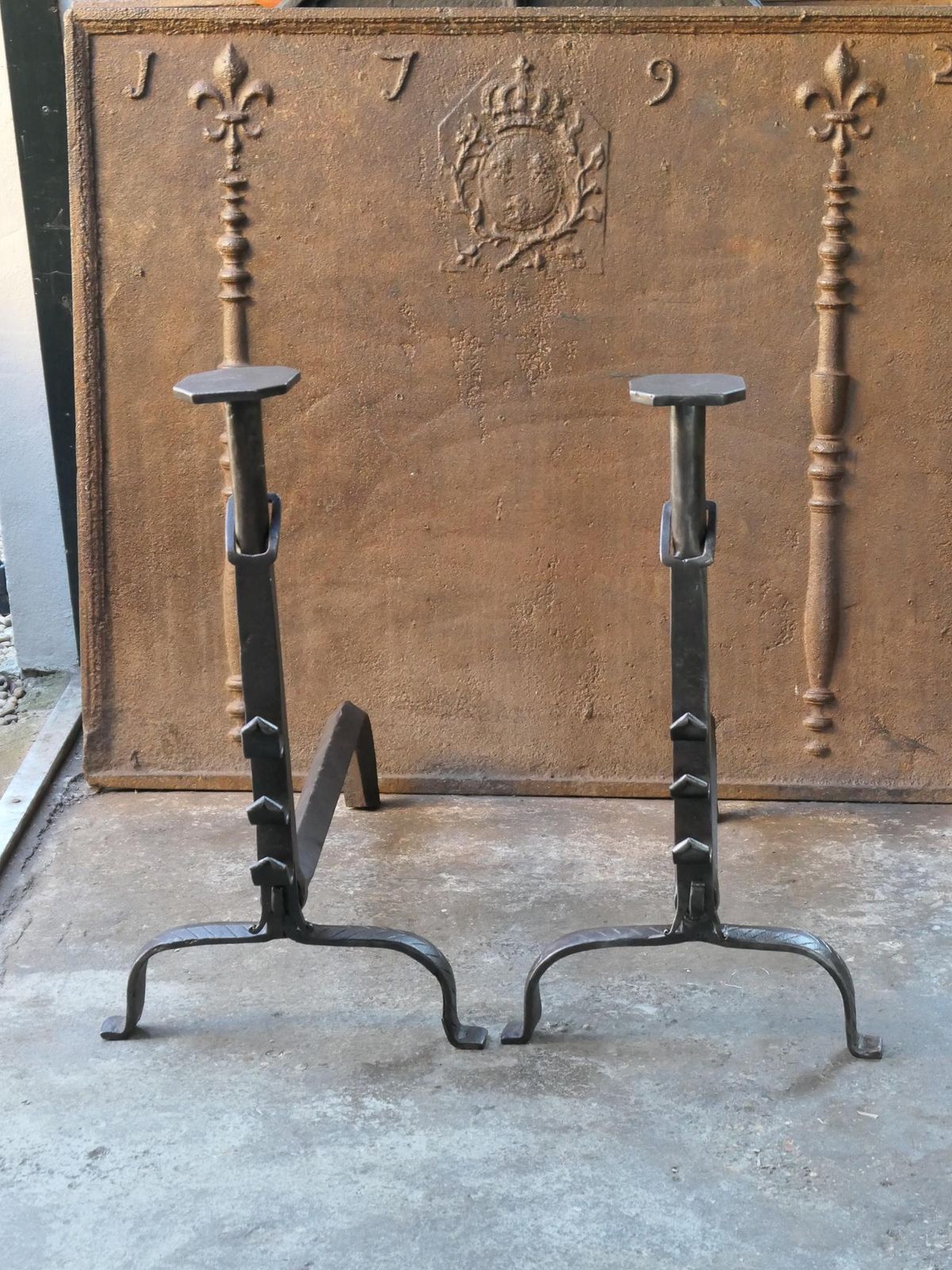 Large French 18th Century Andirons photo for sale