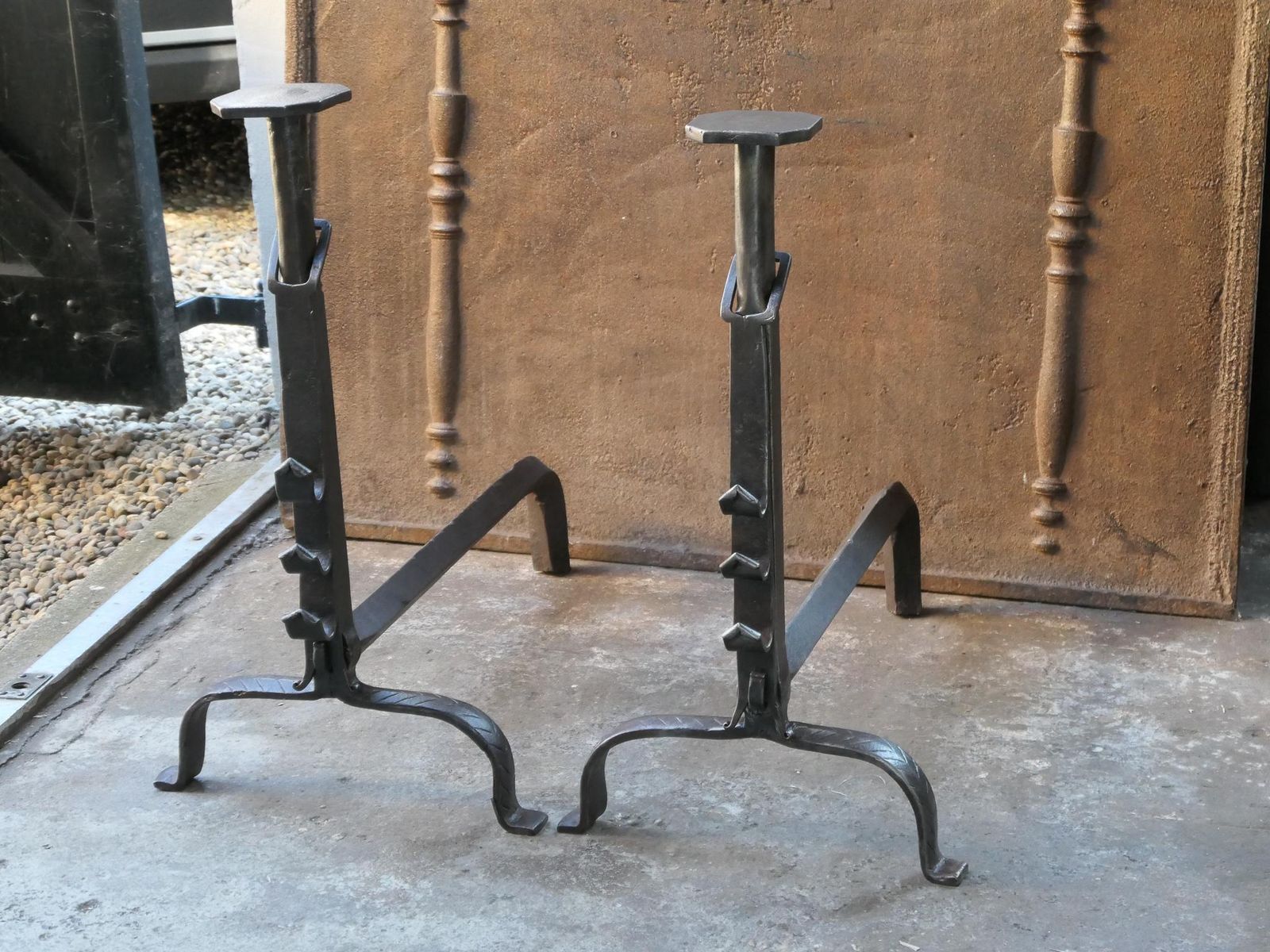 Large French 18th Century Andirons photo Home Fixtures