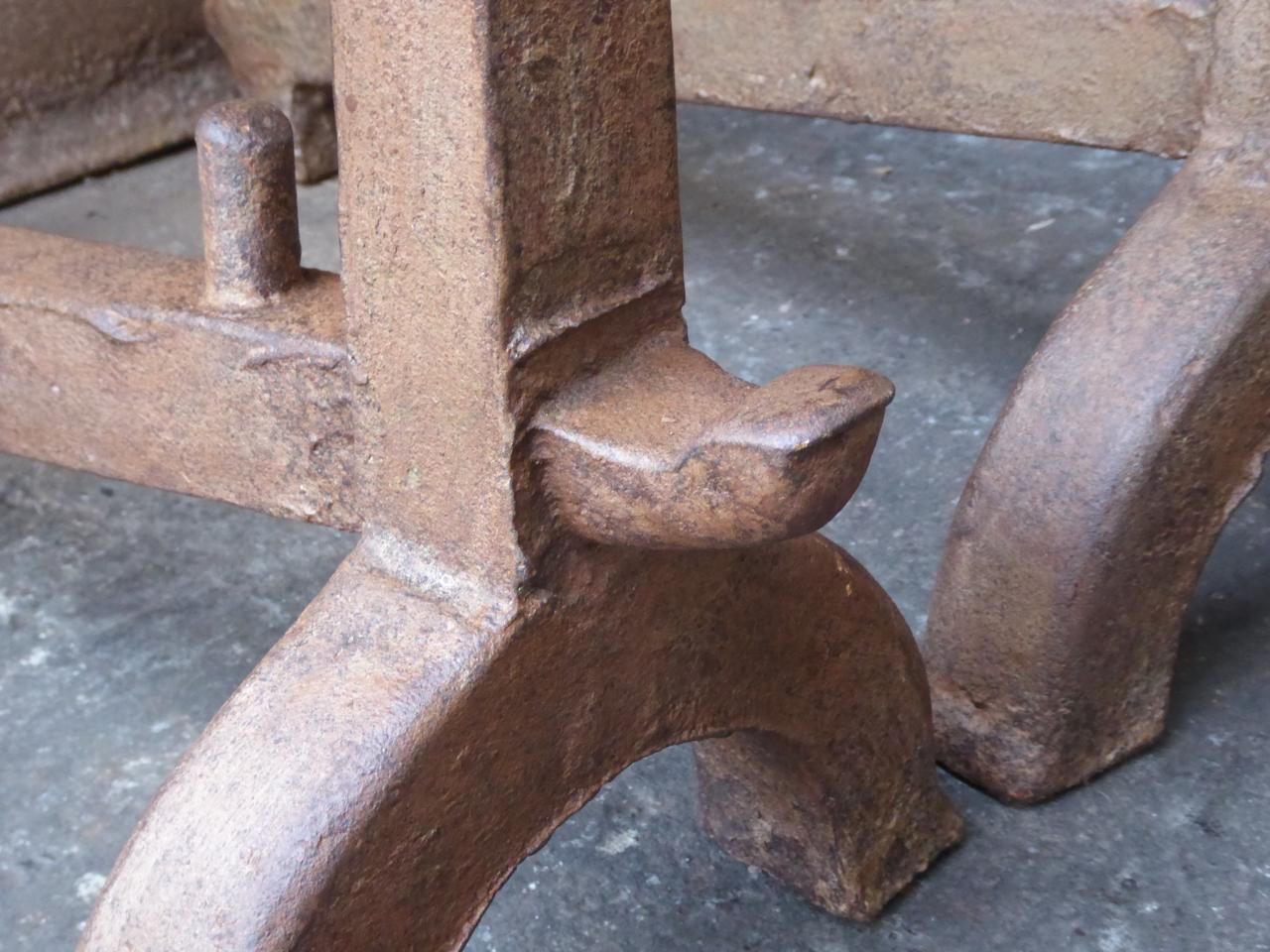 photo furniture Large, Heavy French Gothic Andirons Or Firedogs, 17th Century