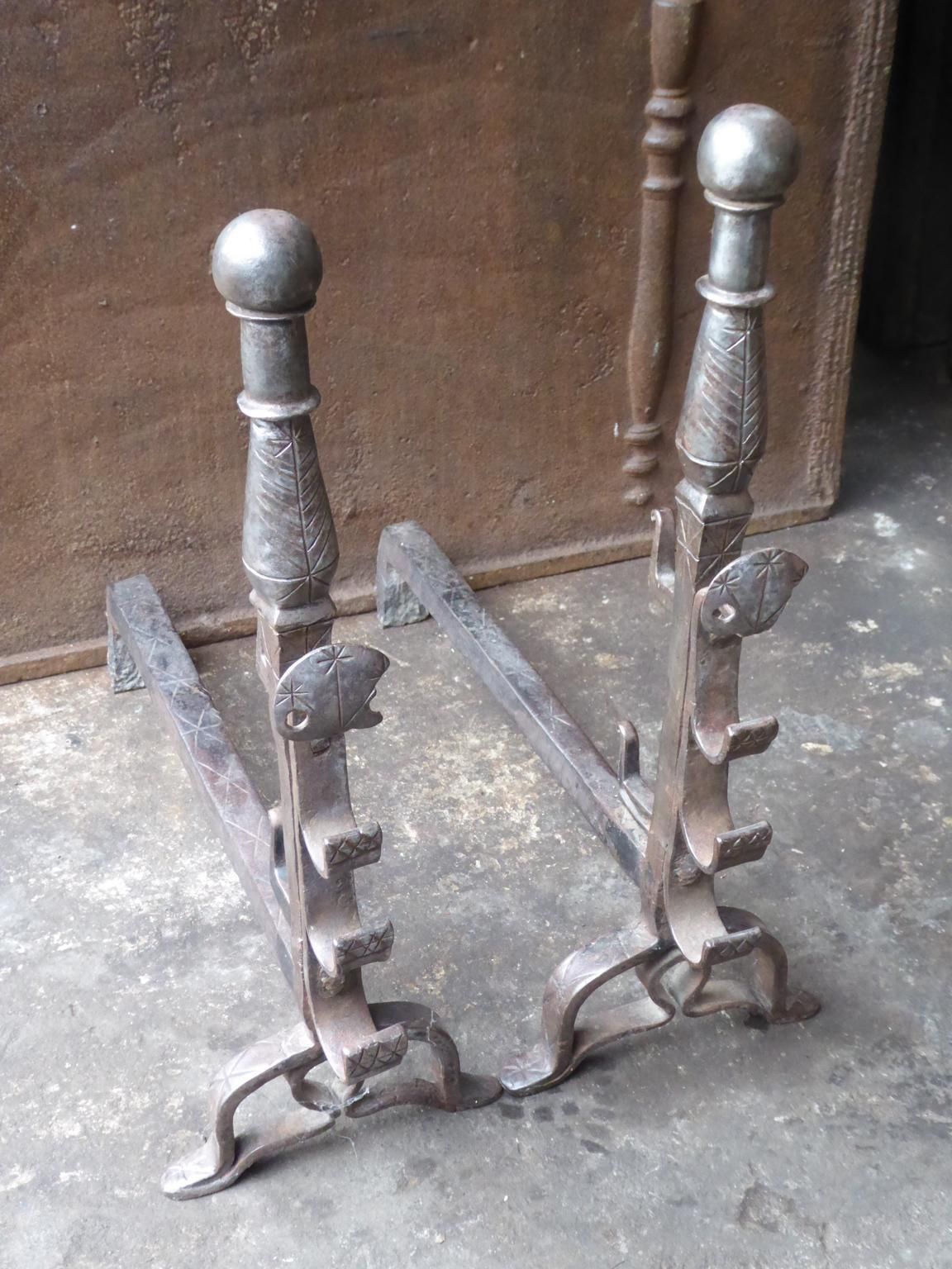Beautiful 17th Century French Louis XIII Andirons Or Firedogs photo Home Fixtures