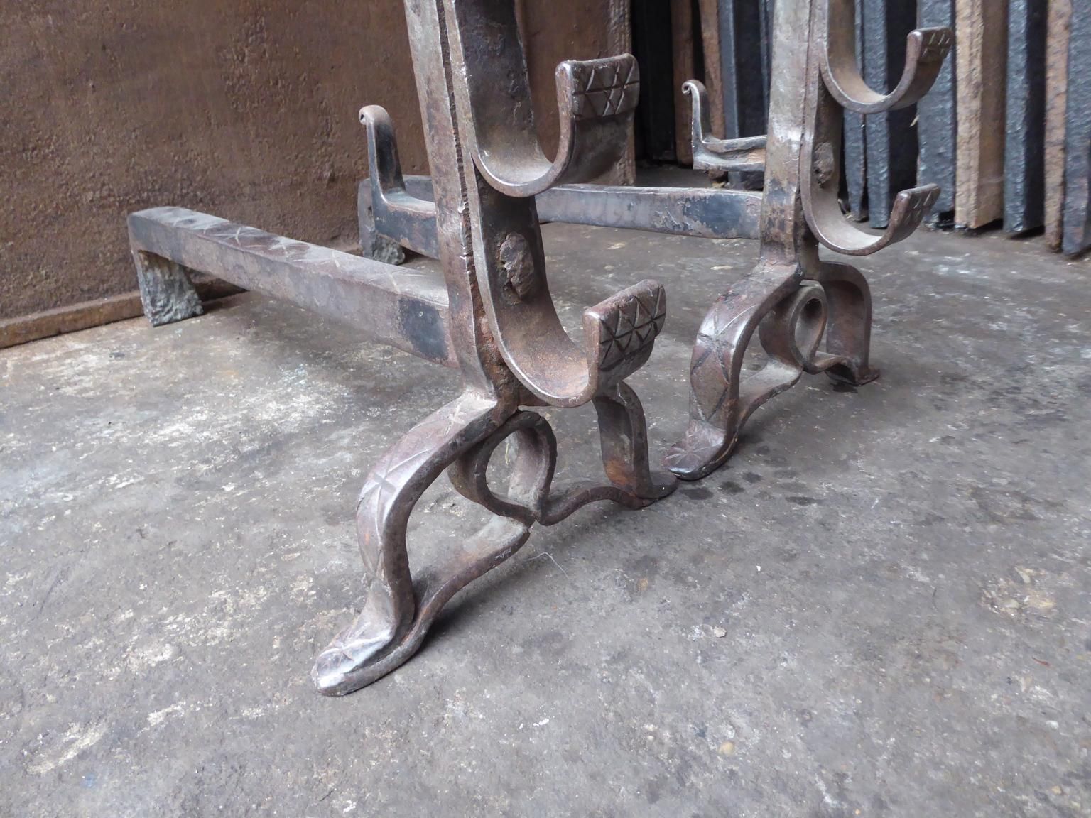 Home Fixtures Beautiful 17th Century French Louis XIII Andirons Or Firedogs photo