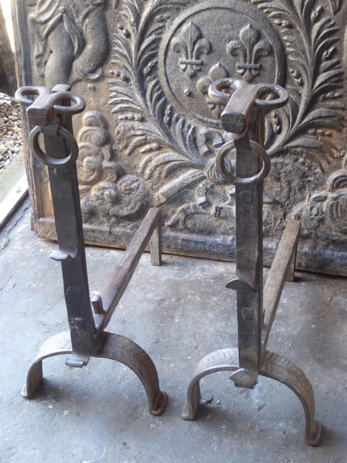 Beautiful 17th Century French Gothic Andirons Or Firedogs photo Home Fixtures