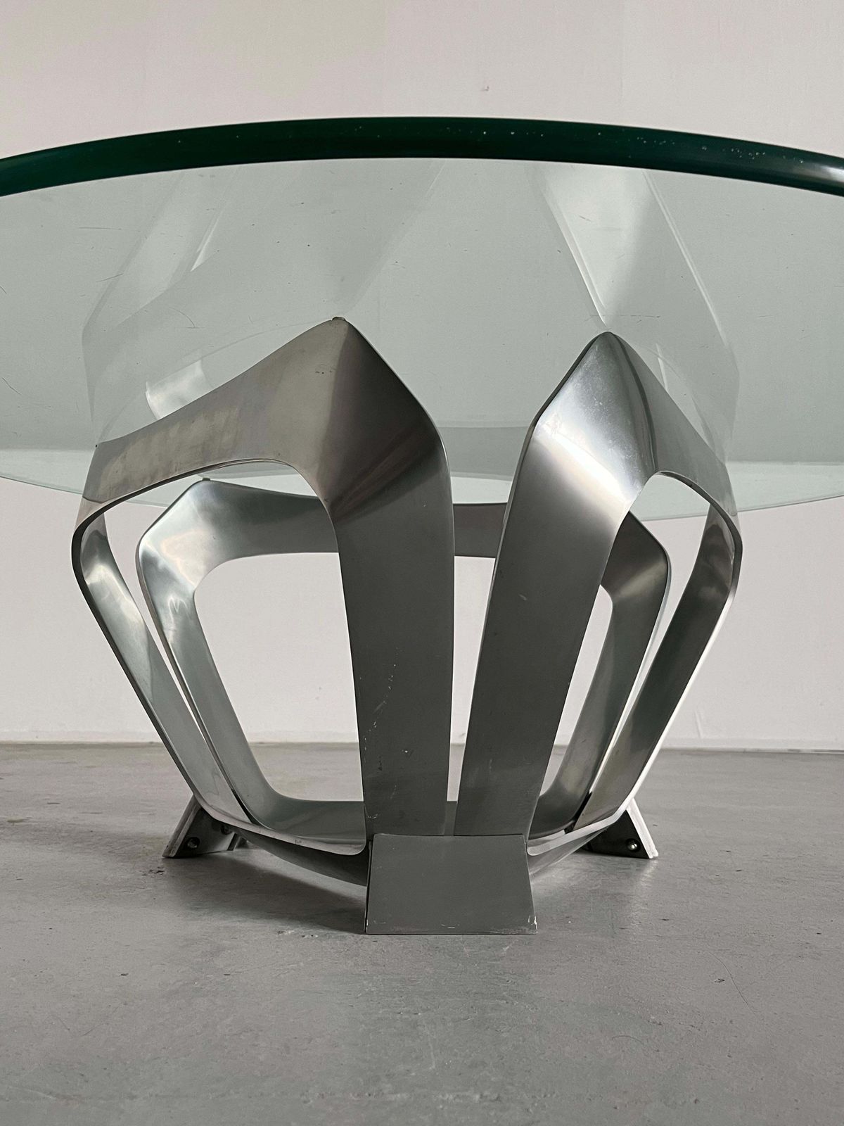 Modernist Aluminium Glass Vintage Coffee Table By Knut Hesterberg, 1970s Germany photo Furniture