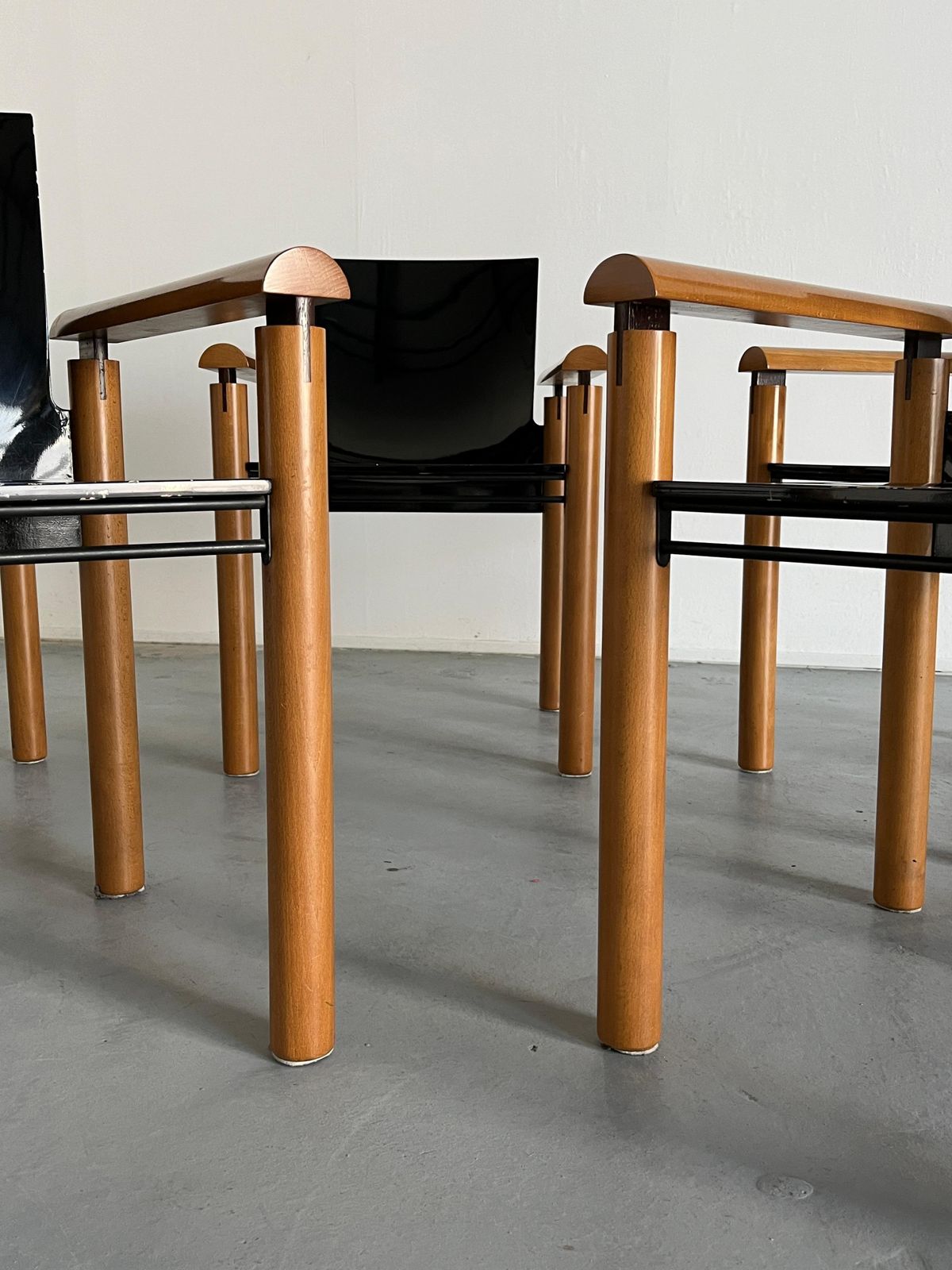 photo for sale 1 Of 6 Elegant Modernist Armchairs In Dark Gloss Finish, Attributed To Artelano