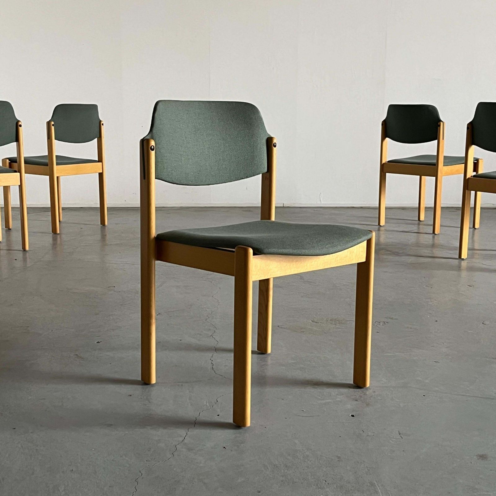 1 Of 15 Vintage Mid Century Modern Stackable Dining Chairs By Wiesner Hager, 80s photo furniture