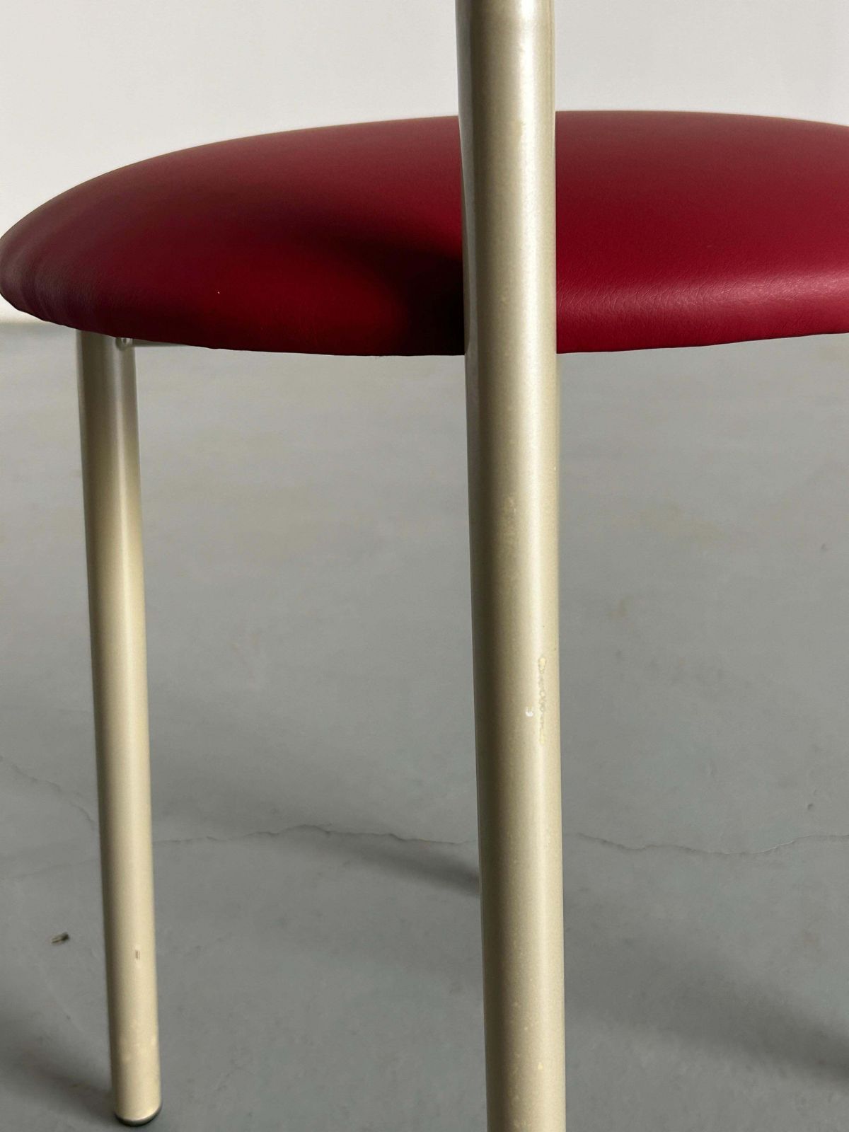 photo furniture Postmodern Memphis Style Chair With Red Faux Leather Upholstery, 1980s Italy