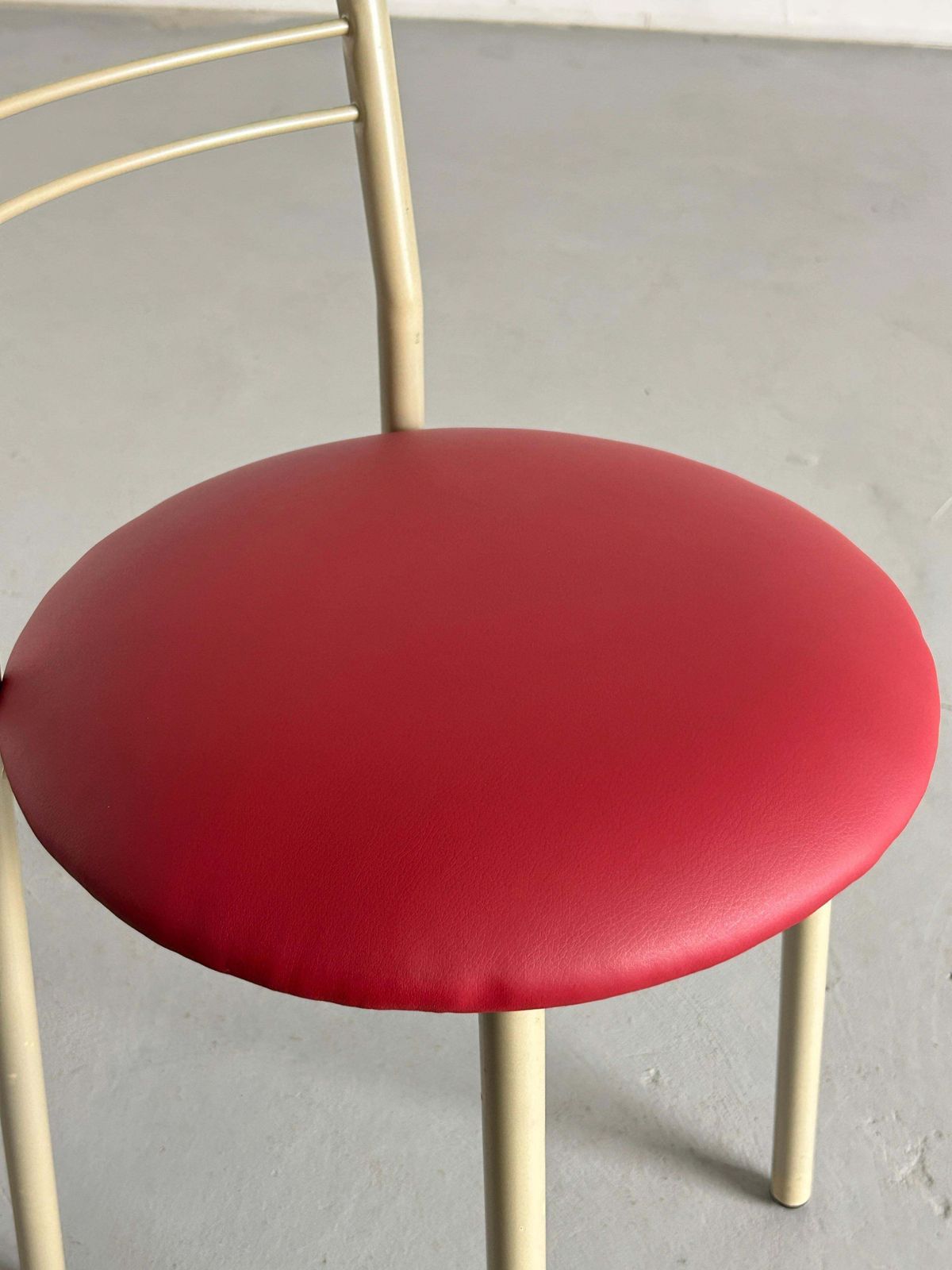 Furniture Postmodern Memphis Style Chair With Red Faux Leather Upholstery, 1980s Italy photo
