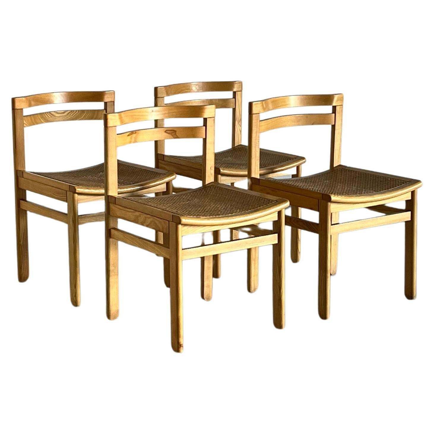 Set Of 4 Mid Century Modern Constructivist Wooden Dining Chairs In Beech, 1960s