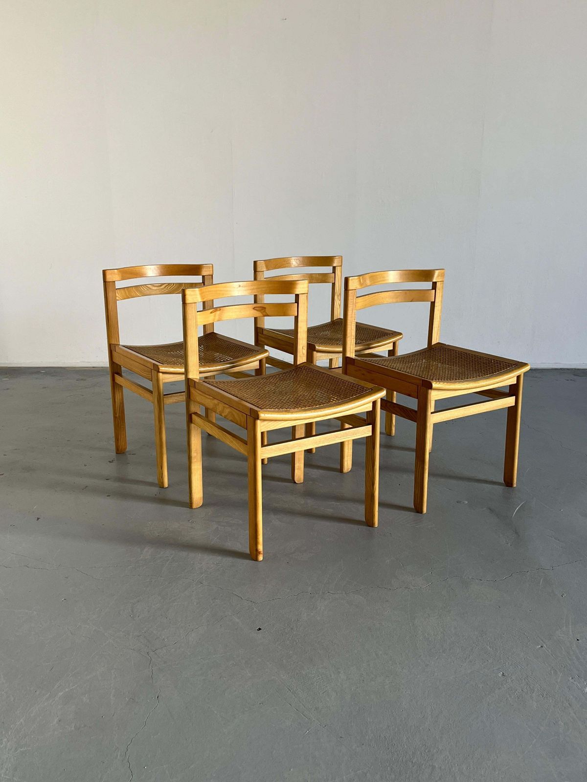 Set Of 4 Mid Century Modern Constructivist Wooden Dining Chairs In Beech, 1960s photo for sale