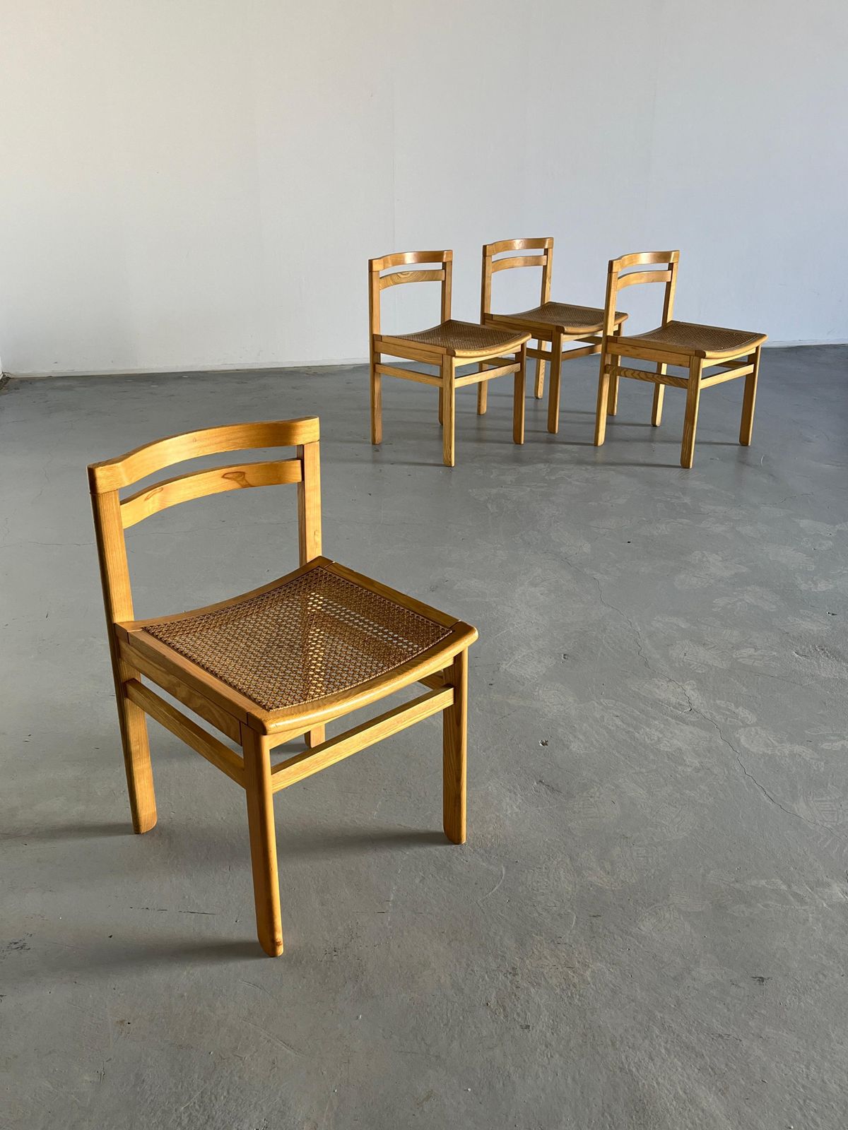 Set Of 4 Mid Century Modern Constructivist Wooden Dining Chairs In Beech, 1960s photo Furniture