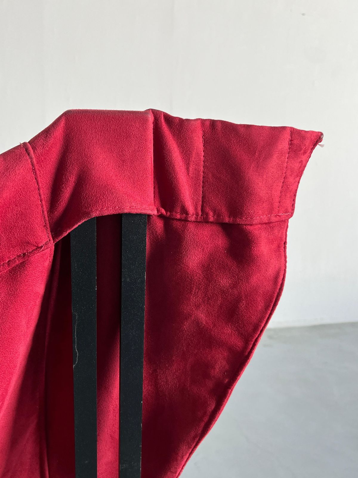 photo for sale Large Italian Sling Butterfly Lounge Chair In Suede And Metal, 1980s