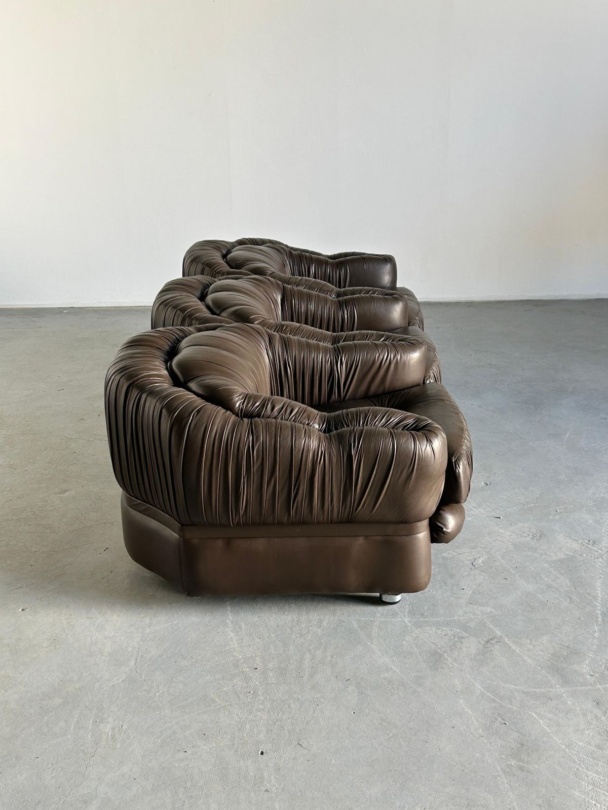 Three Seater Sofa In Dark Brown Leather By Axel Di Pietrobon, 1970s Italy photo buy
