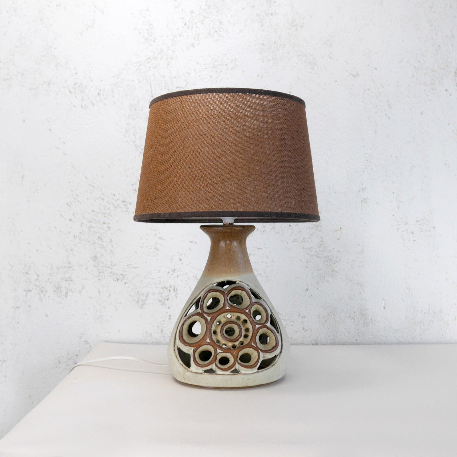 Vintage Mid Century Abstract Brutalist Studio Shelf Pottery Lamp Shade #102803