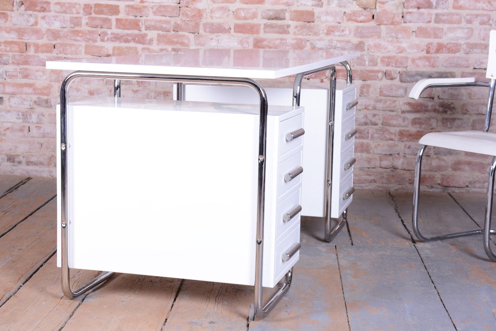 Restored Bauhaus Writing Desk, By Marcel Breuer For Thonet, Chrome, Czech, 1930s photo vinterior