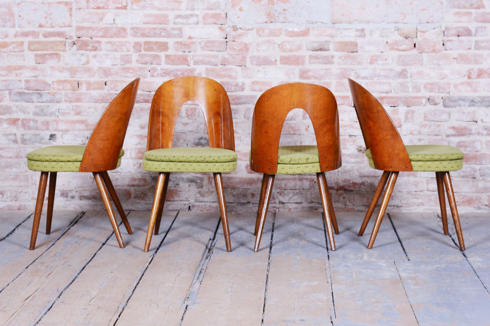 Set Of Four Original Mid Century Chairs, By Antonín šuman, Walnut, Czech, 1950s photo 850.0