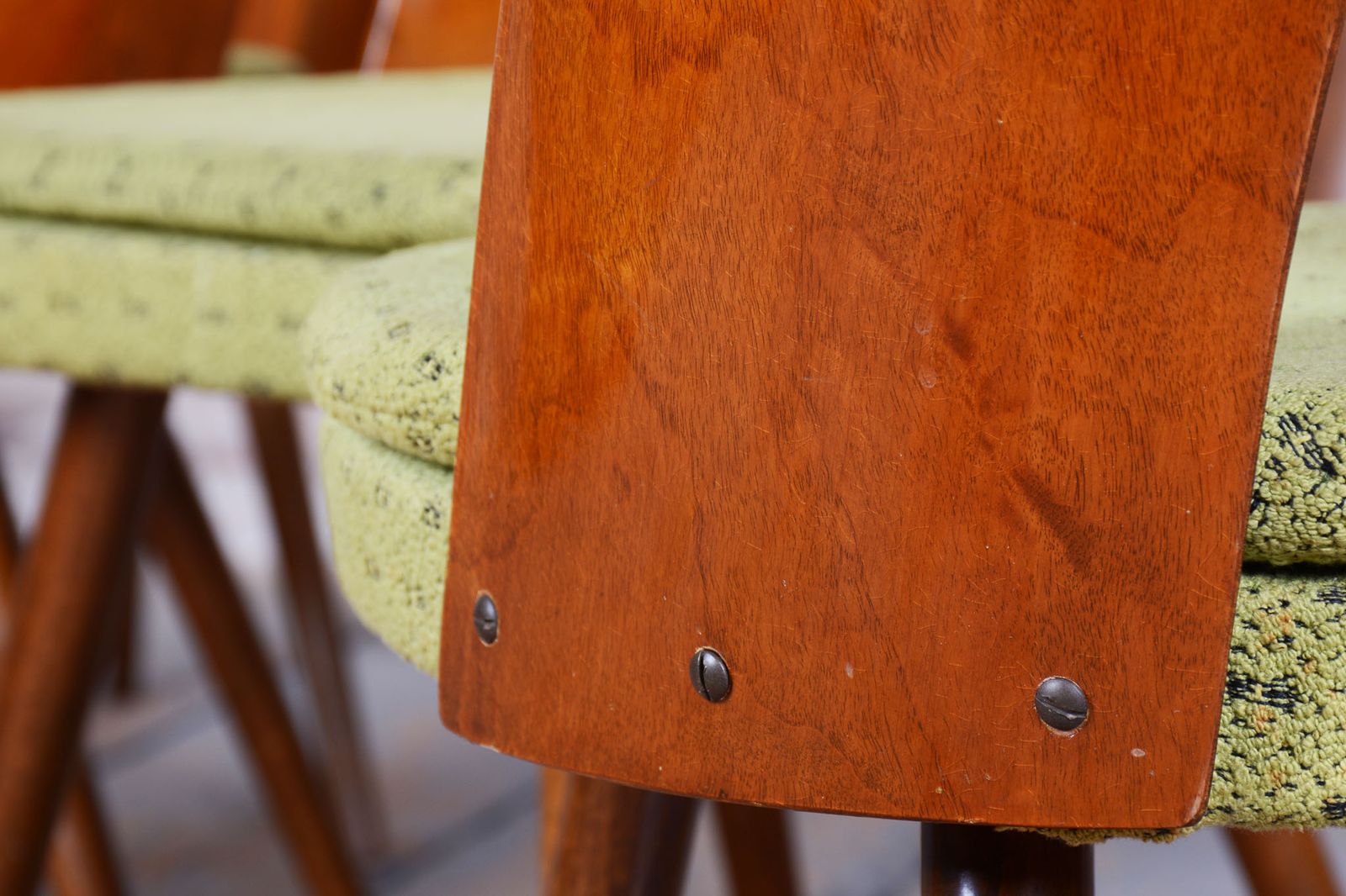 Furniture Set Of Four Original Mid Century Chairs, By Antonín šuman, Walnut, Czech, 1950s photo