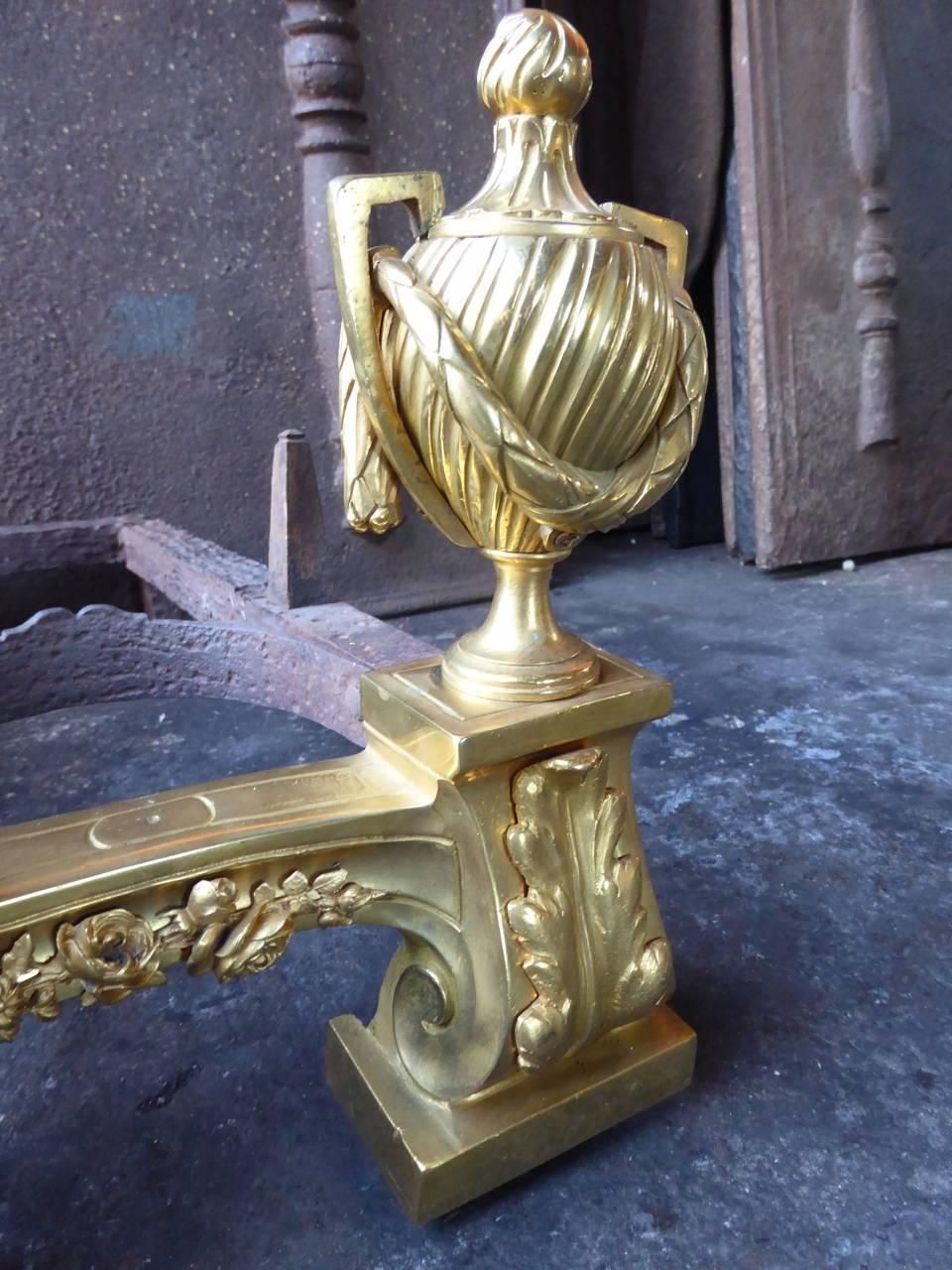 18th 19th Century French Ormolu Neoclassic Andirons photo vintage