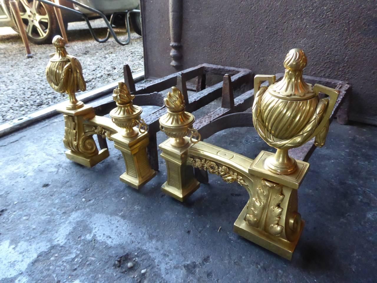 photo vinterior 18th 19th Century French Ormolu Neoclassic Andirons