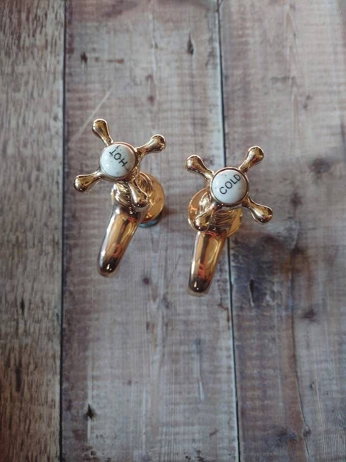 Vintage Brass Basin Taps, Polished Brass, Overhauled And Ready To Fit, Brass Bathroom Faucets photo buy