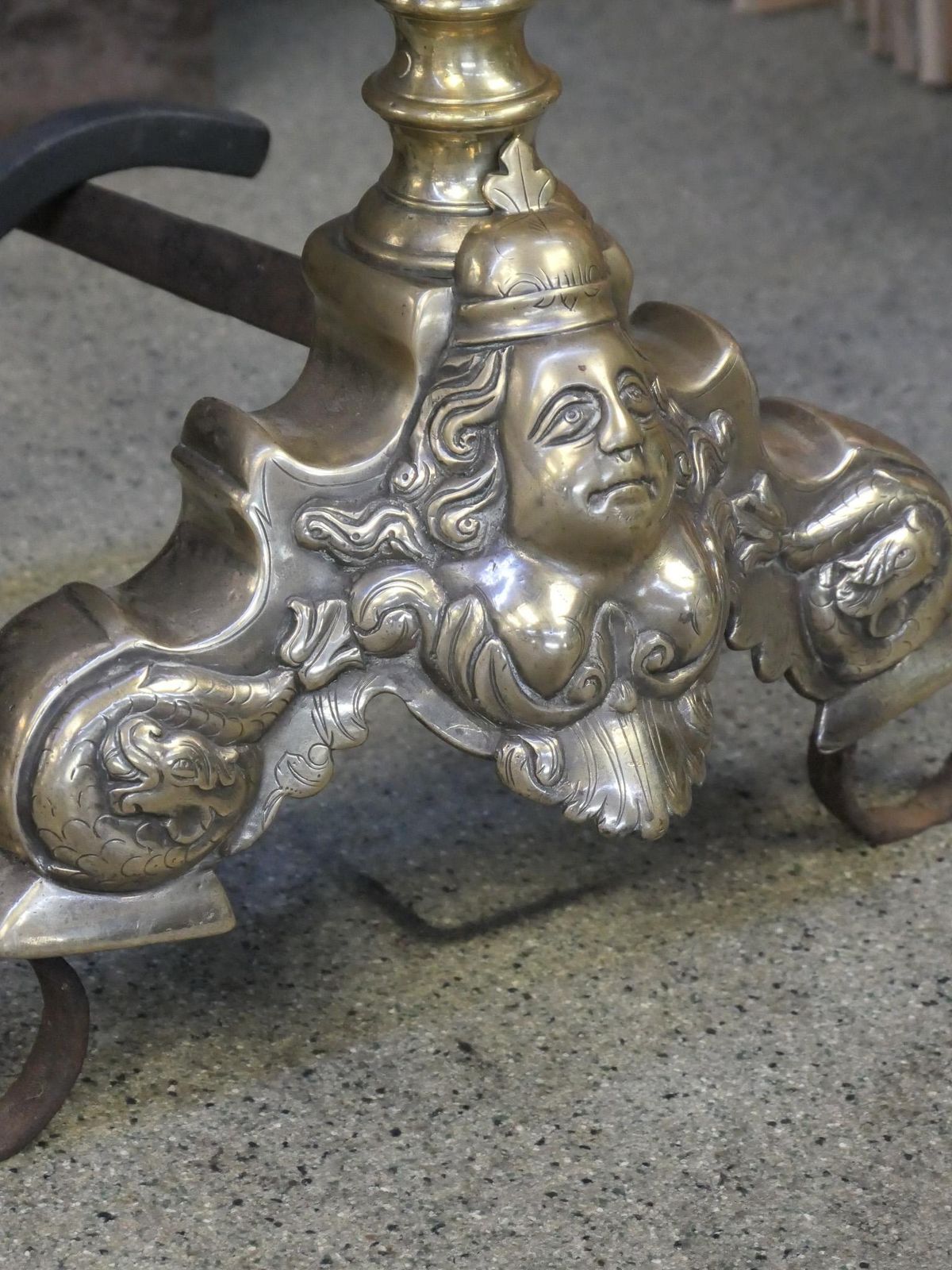 photo for sale Antique French Louis XIV Period Fireplace Grate, 17th Century