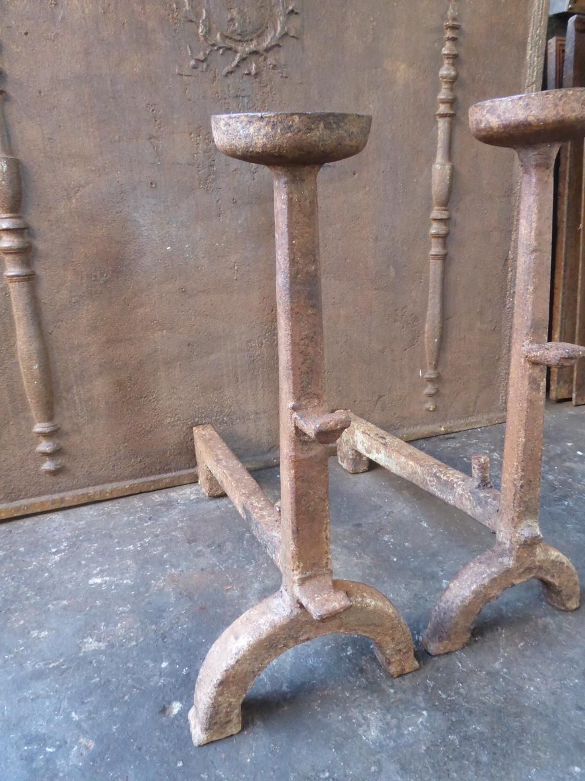 French Gothic Andirons Or Firedogs, 17th 18th Century photo Home Fixtures