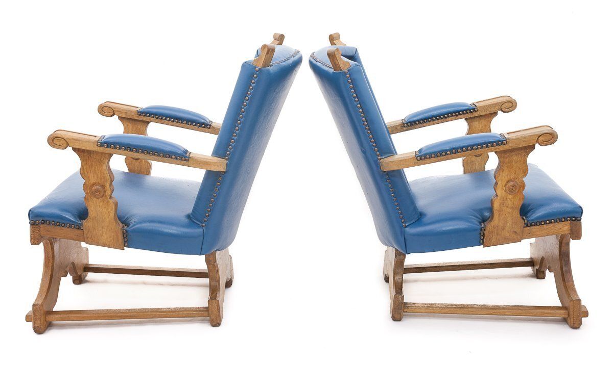 Two Flemish Armchairs, 1950s, Vintage photo Furniture