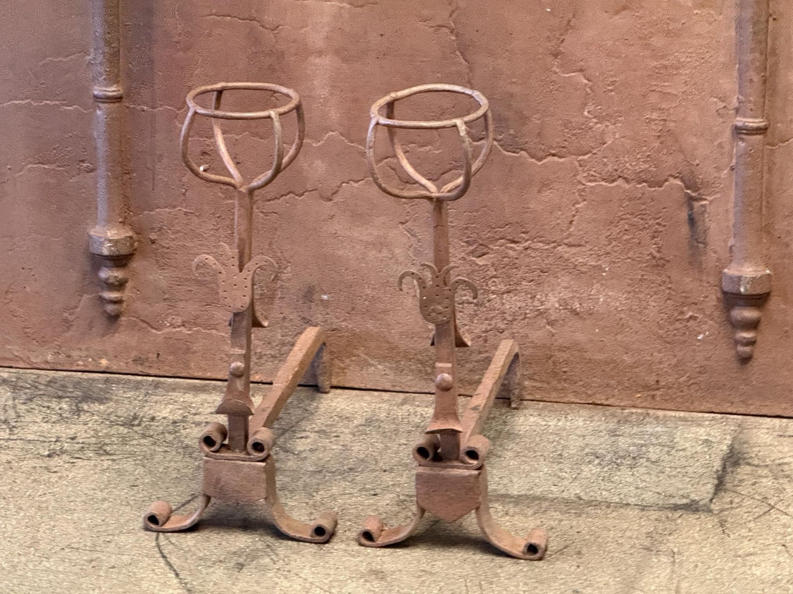 20th Century French Andirons Or Firedogs, Gothic Style photo Home Fixtures
