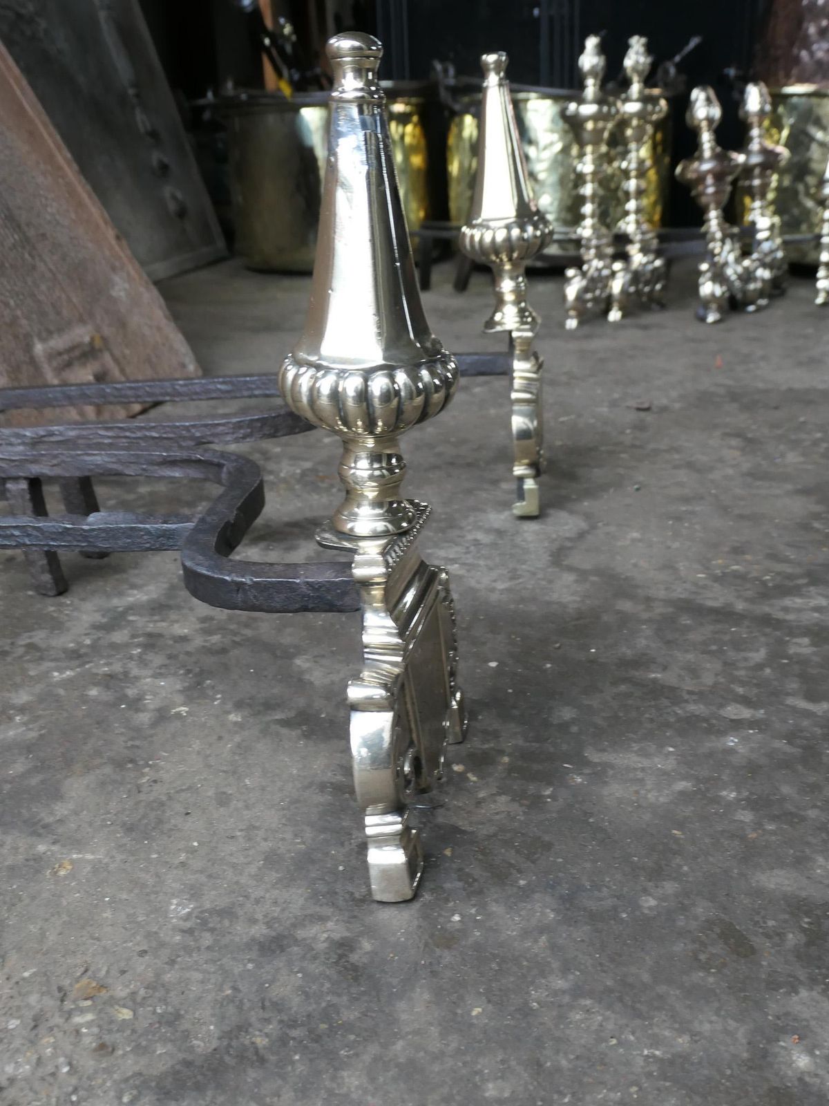 photo vintage 17th Century French Louis XIV Andirons Or Firedogs