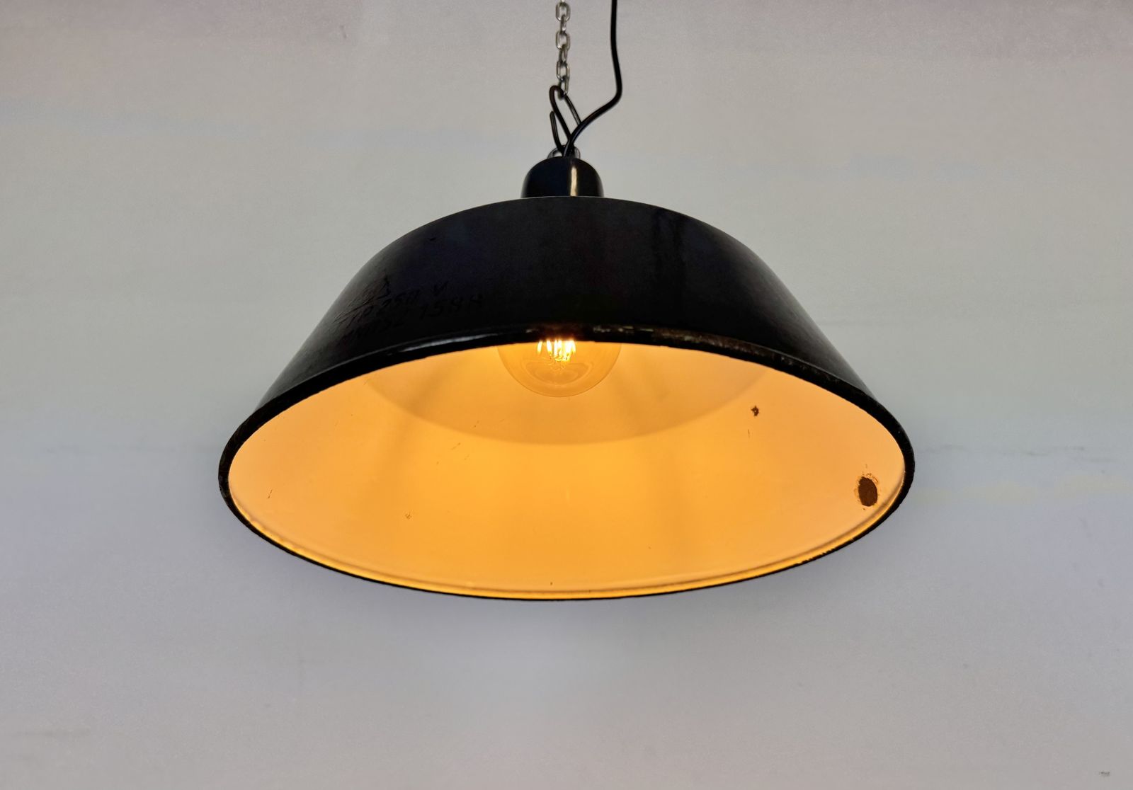 photo for sale Industrial Dark Blue Enamel Pendant Lamp From Emax, 1960s