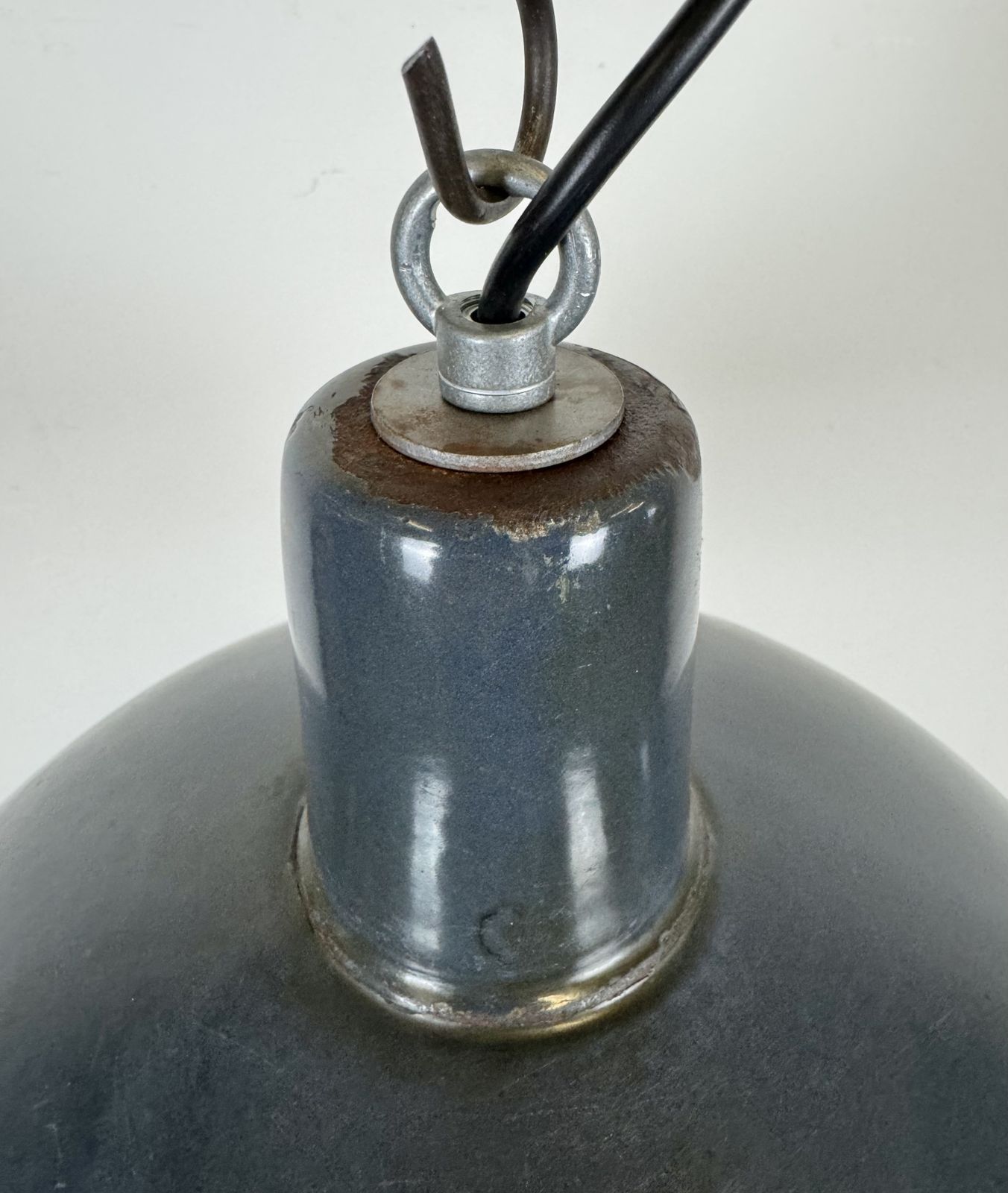 Lighting Industrial Dark Blue Enamel Pendant Lamp From Emax, 1960s photo