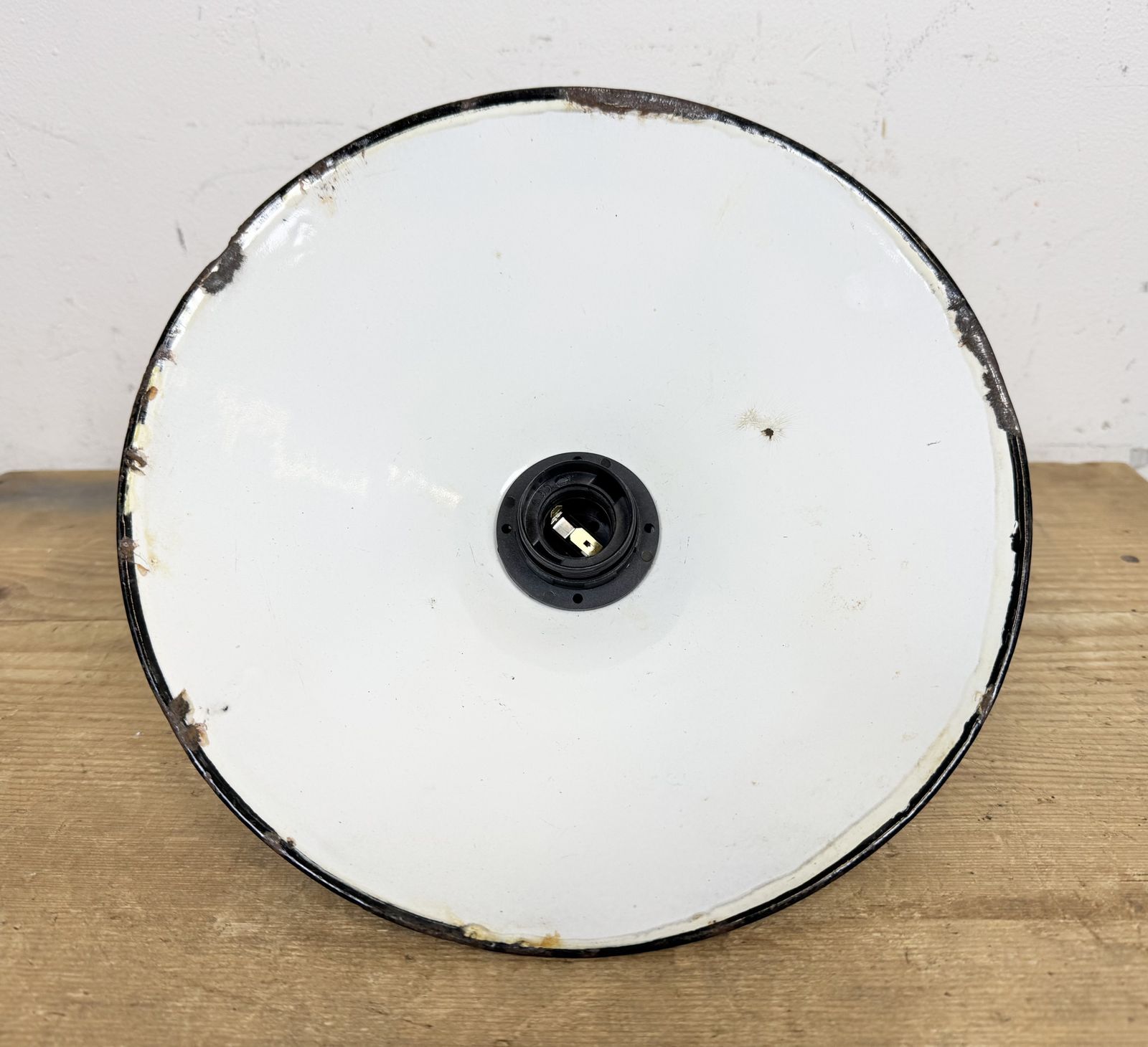Industrial Petrol Enamel Factory Pendant Lamp, 1960s photo 149.0