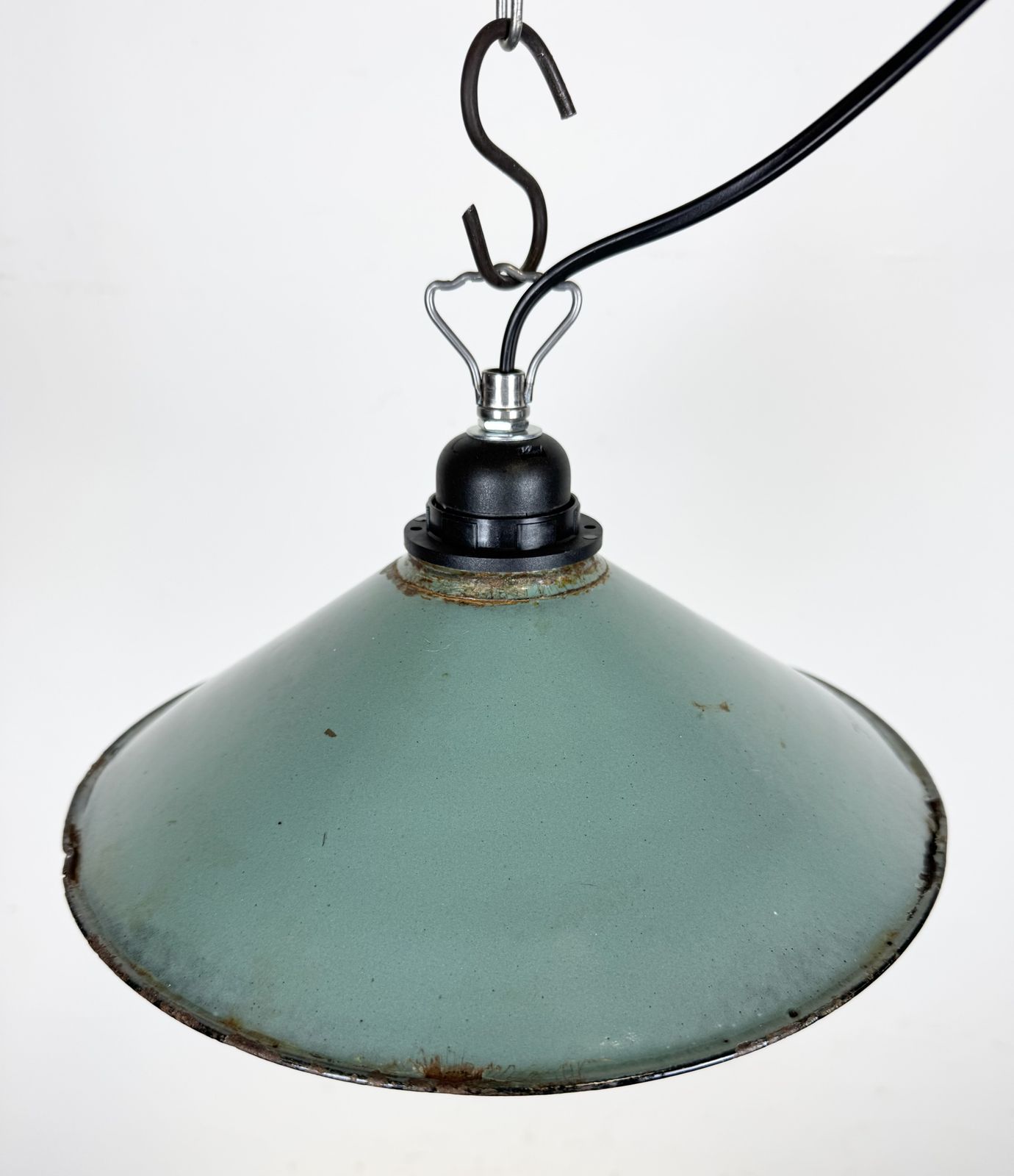 photo for sale Industrial Petrol Enamel Factory Pendant Lamp, 1960s