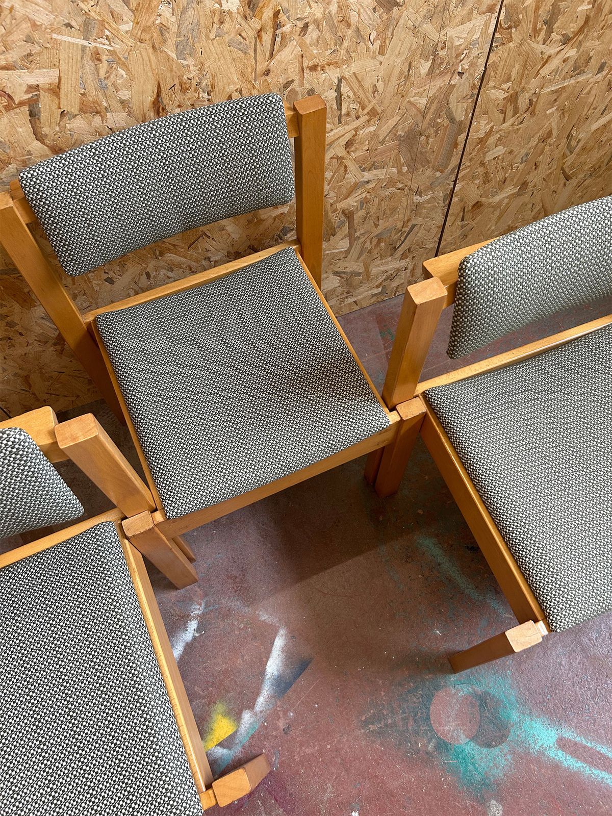 1960s Clive Bacon Stackable Dining Chairs In Rose Uniacke Recycled Bottle Fabric  Set Of 4 photo furniture