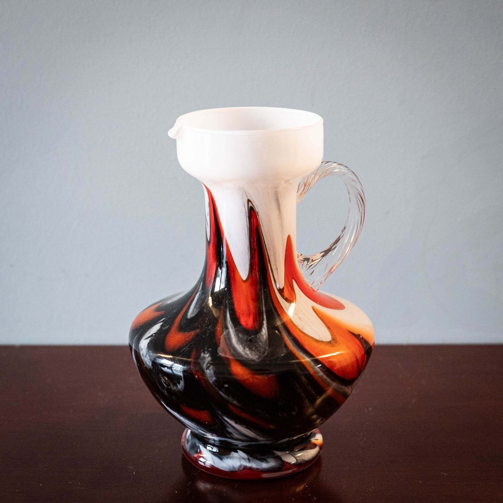 Murano "Fiorentina" Opal Glass Handle Vase   Carlo Moretti   C1970s photo furniture