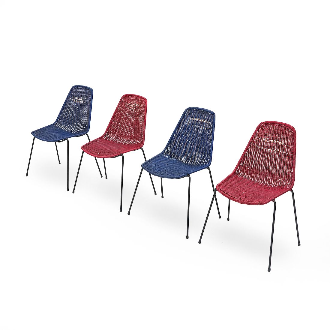 4 “Basket” Chairs By Gian Franco Legler, 1950s photo buy