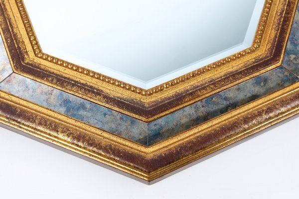 Gilded Octagonal Mirror By Deknudt, Belgium, 1950s photo for sale
