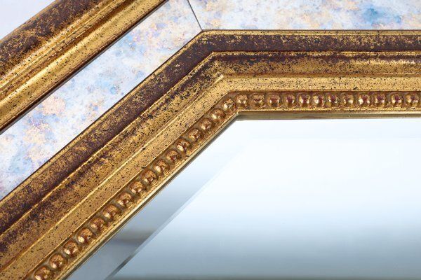 Gilded Octagonal Mirror By Deknudt, Belgium, 1950s photo Home Decor
