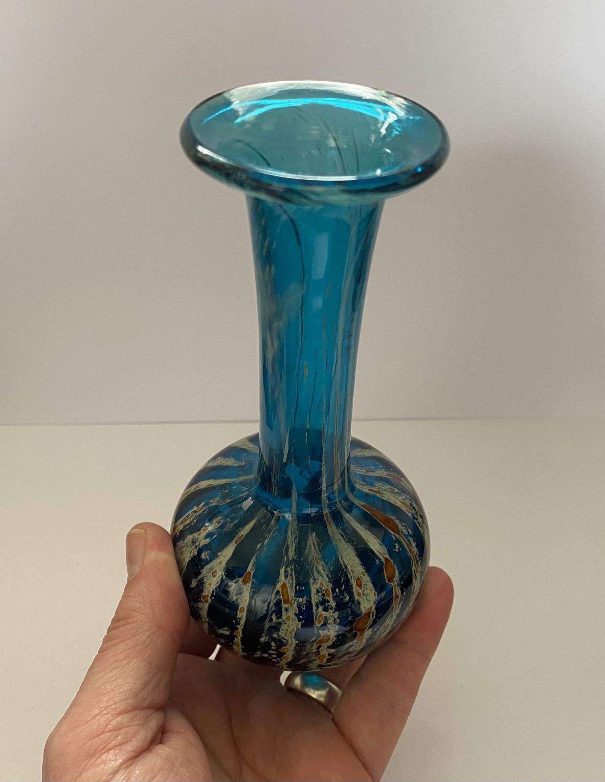 photo for sale Mdina, Maltese Art Glass, Long Neck Vase By Michael Harris, 1970’s