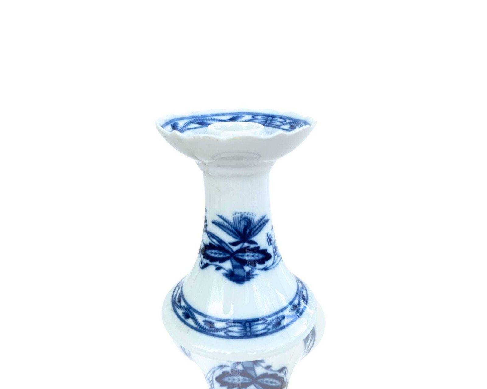 Blue Onion Candleholders | 3pcs | Blue And White Porcelain | Czechoslovakia photo 58.0