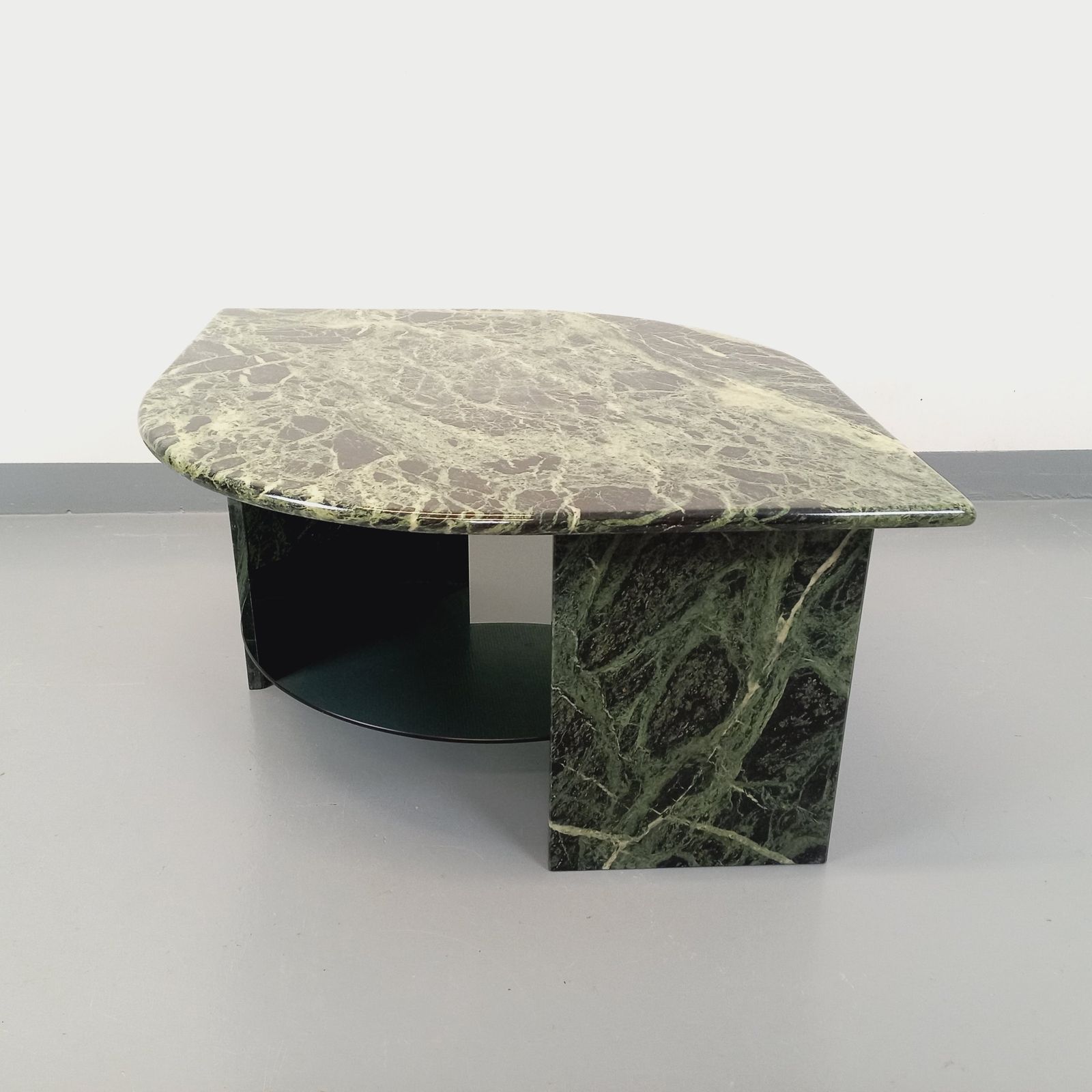 Square Coffee Table In Green Marble And Smoked Glass photo vinterior
