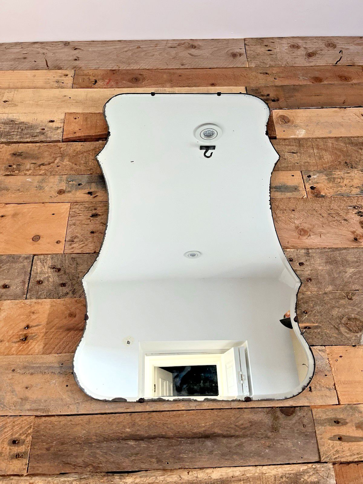 Lovely Large Antique Art Deco Wavy Edge Bevelled Wall Hall Mirror Over Mantel photo Home Decor