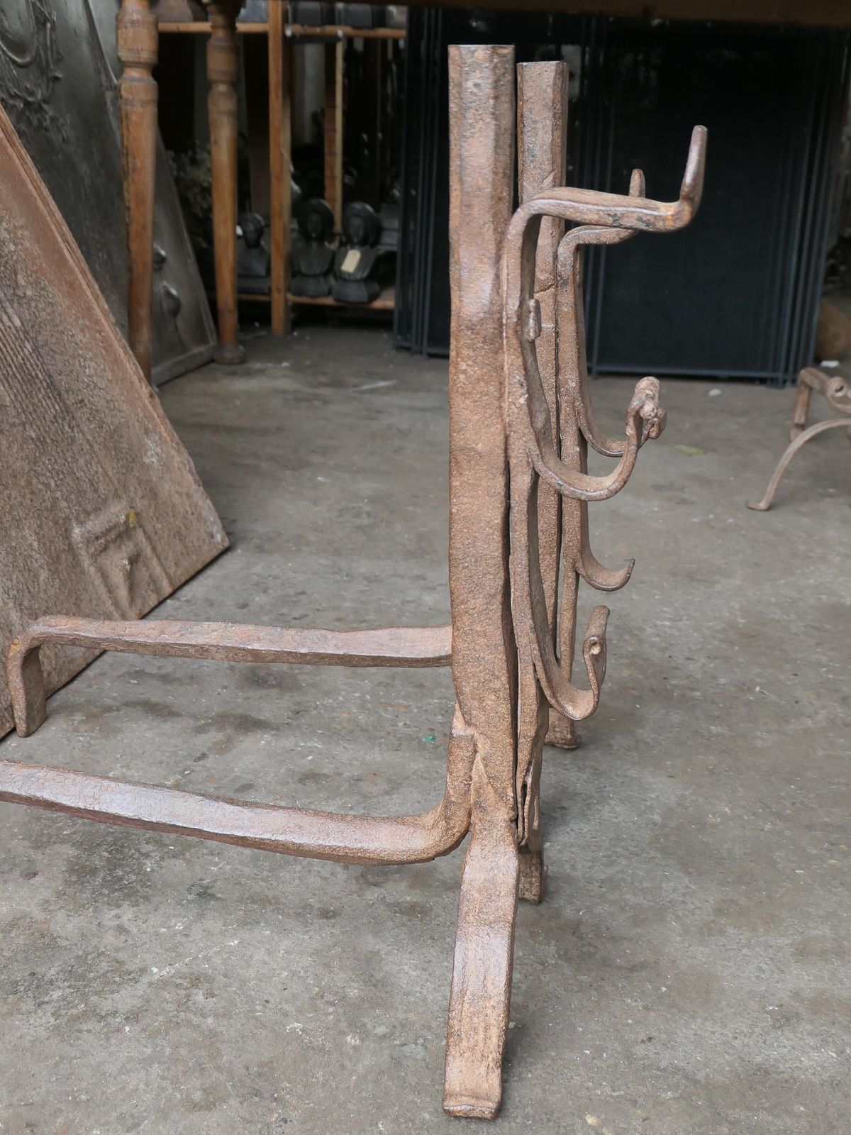 Antique French Gothic Andirons, 17th Century photo buy