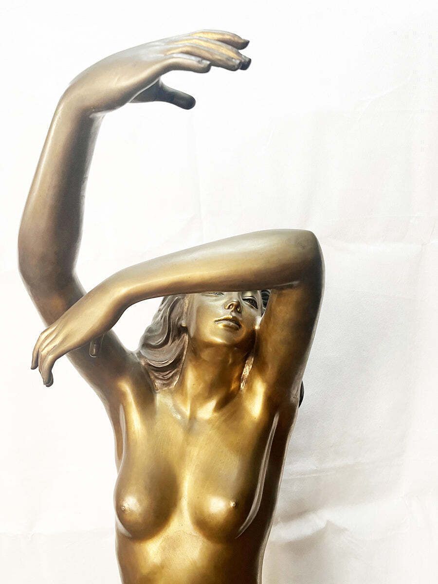 S. Monaco, Large Bronze Sculpture Depicting A Standing Nude Woman '900  Top Antiques photo vinterior