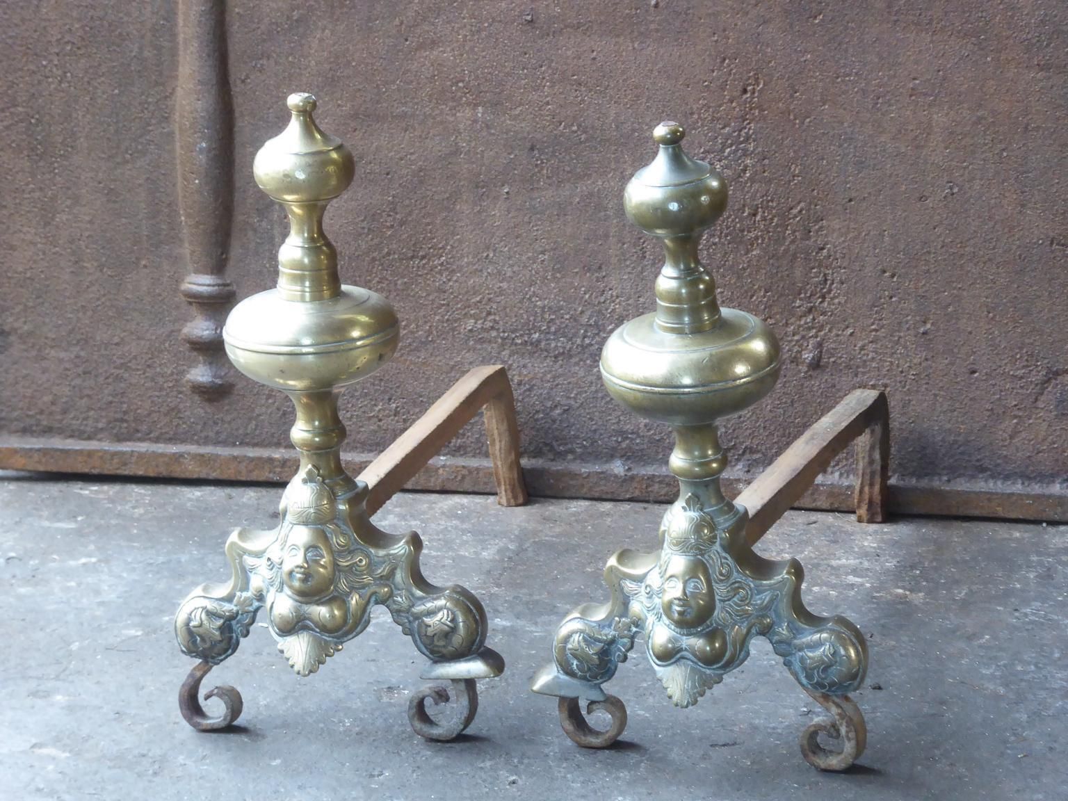 French Louis XIV Period Andirons Or Firedogs, 17th Century photo furniture