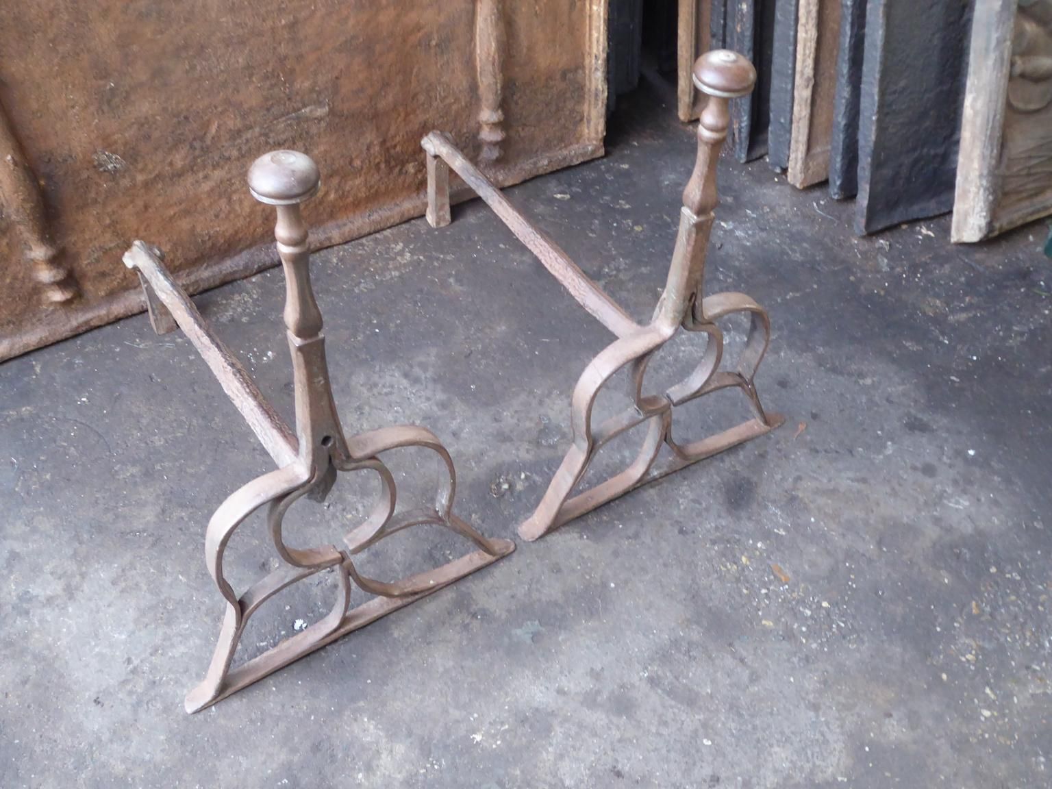 Dutch Louis III Andirons Or Firedogs, 17th Century photo 831.0