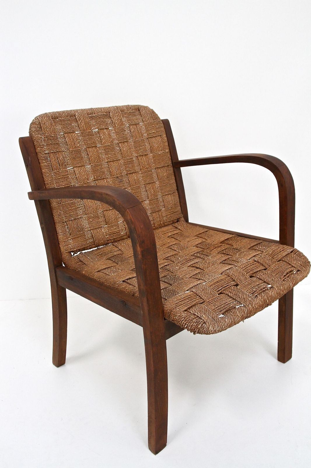 2280.0 Pair Of Mid Century Armchairs With Woven Rope, Audoux   Minnet, Fr Ca. 1950 photo