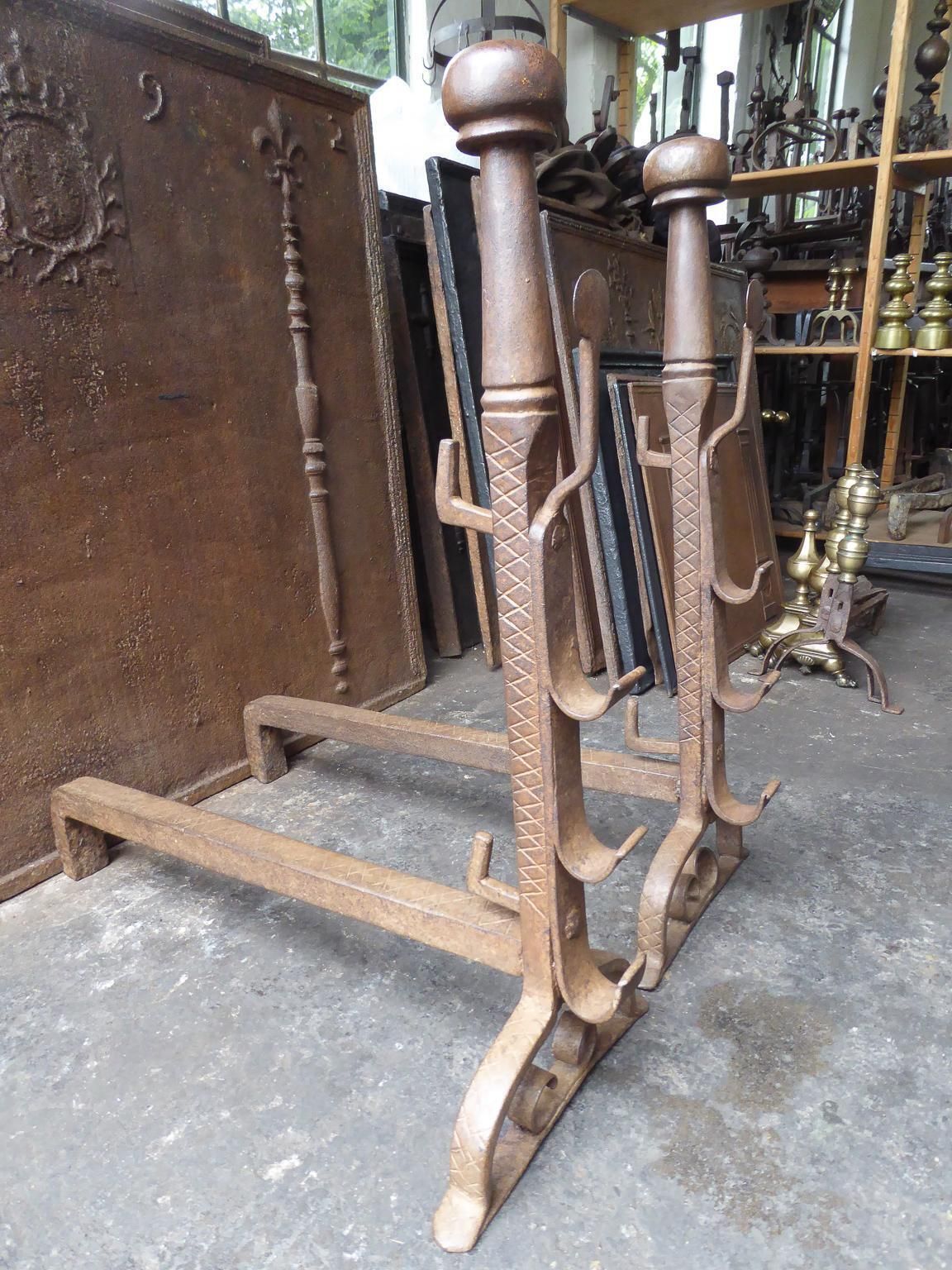 17th Century French Louis XIII Andirons Or Firedogs photo 1427.0